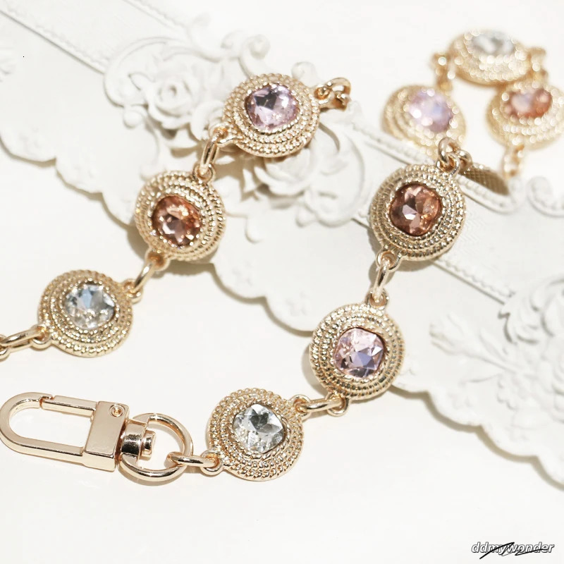 Er Strap Charms Beaded Dia Stone Metal Chain Handbag Bag Purse Replacement Accessories Hardware Quality 250217