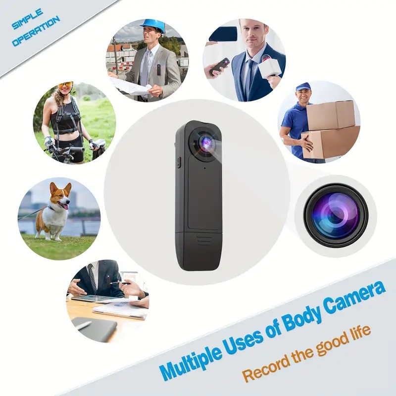 Mini Body Camera 1080P Police Body Camera,Body Worn Cam,Premium Portable,Wearable Patrol Video Recording Camcorder For Work Records,Guard