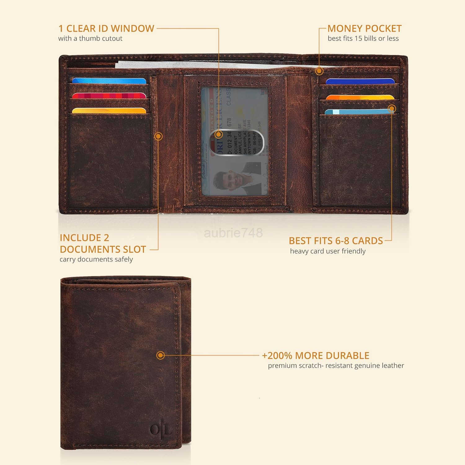 Leather Mens Trifold Wallet RFID Blocking Slim Minimalist Front Pocket Thin Stylish with ID Window in Gift BoxZ250910