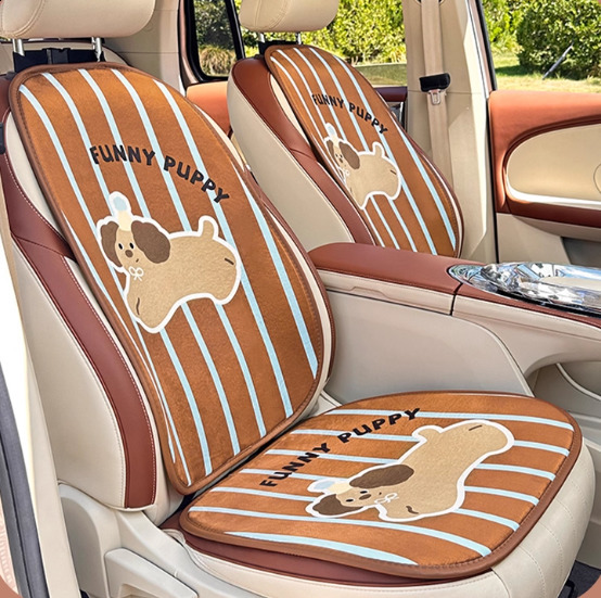 Fashion Cartoon Car Seat Cover Universal Personalized Striped Cute Puppy Print Seat Protector, Interior Decoration Fit Most Cars 250910