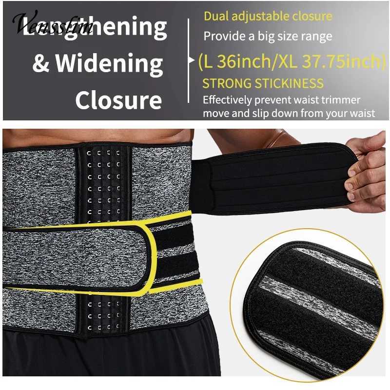 Vensslim Men Waist Body Shapers Slimming Belt Sheath Weight Loss Belly Cinchers Workout Trimmer Corset Sauna Sweat Strap W250910