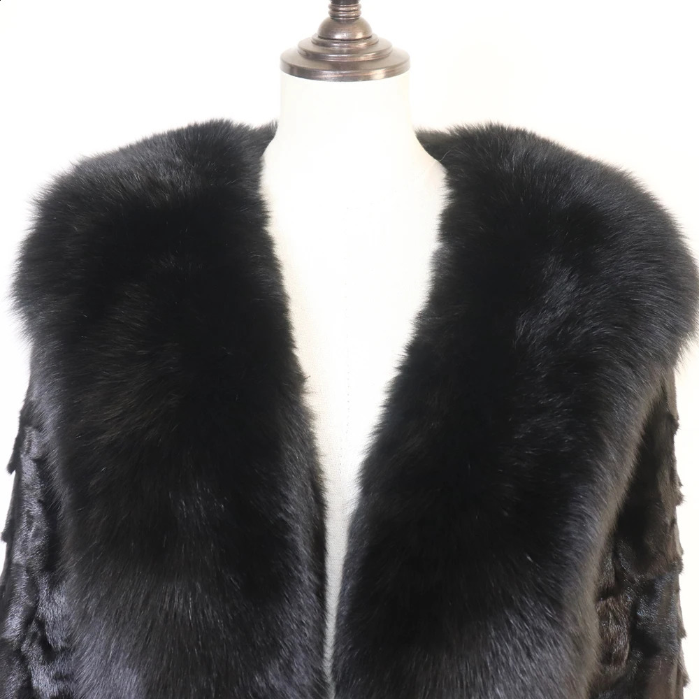 Real Mink Fur Coat For Women Winter Warm 100 Genuine Mink Fur Jacket With Fox Fur Collar Lady Quality Natural Mink Fur Overcoat 250909