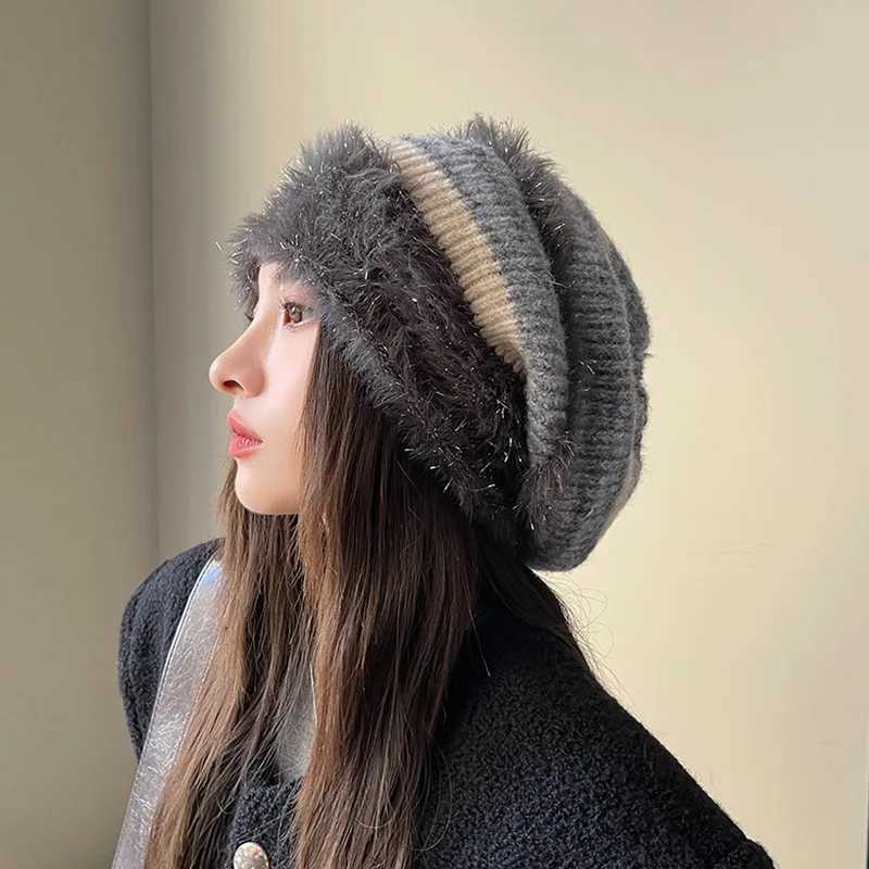 Autumn and winter fashion wens ear protection pi cold windproof and warm s knitted plush winter HatH275 G250910