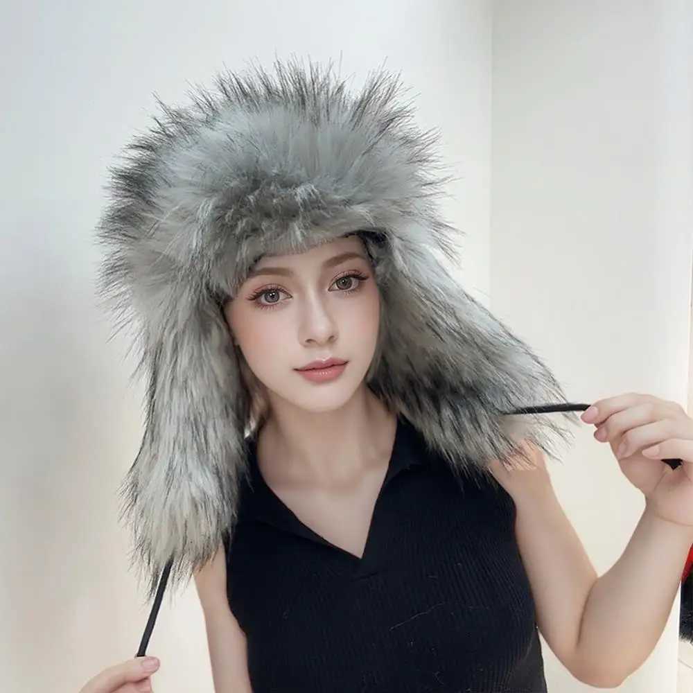 Fluffy Fur Russian Female Earfl C Faux Fur Winter Warm Hats For Women Men Y2K Ushanka Hat Russian Hat Beanies Bomber GorroXJ250910