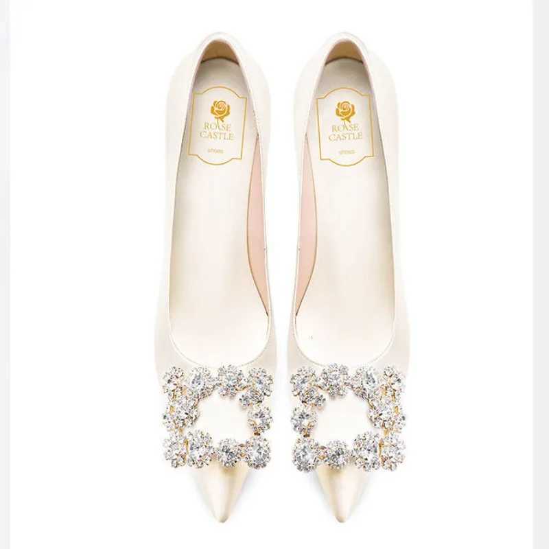 New Style Woman Shoes Luxury Pumps Pointed Toe Party High Heels White Wedding Shoes Rhinestone Womens Bridal Shoes Women W250910