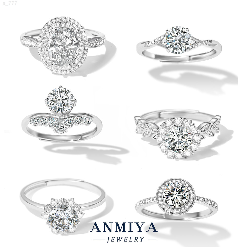Wholesale Sparkling Silver Jewelry SilverPlated 925 Sterling Silver PrincessCut Moissanite Ring for Wedding Accessories