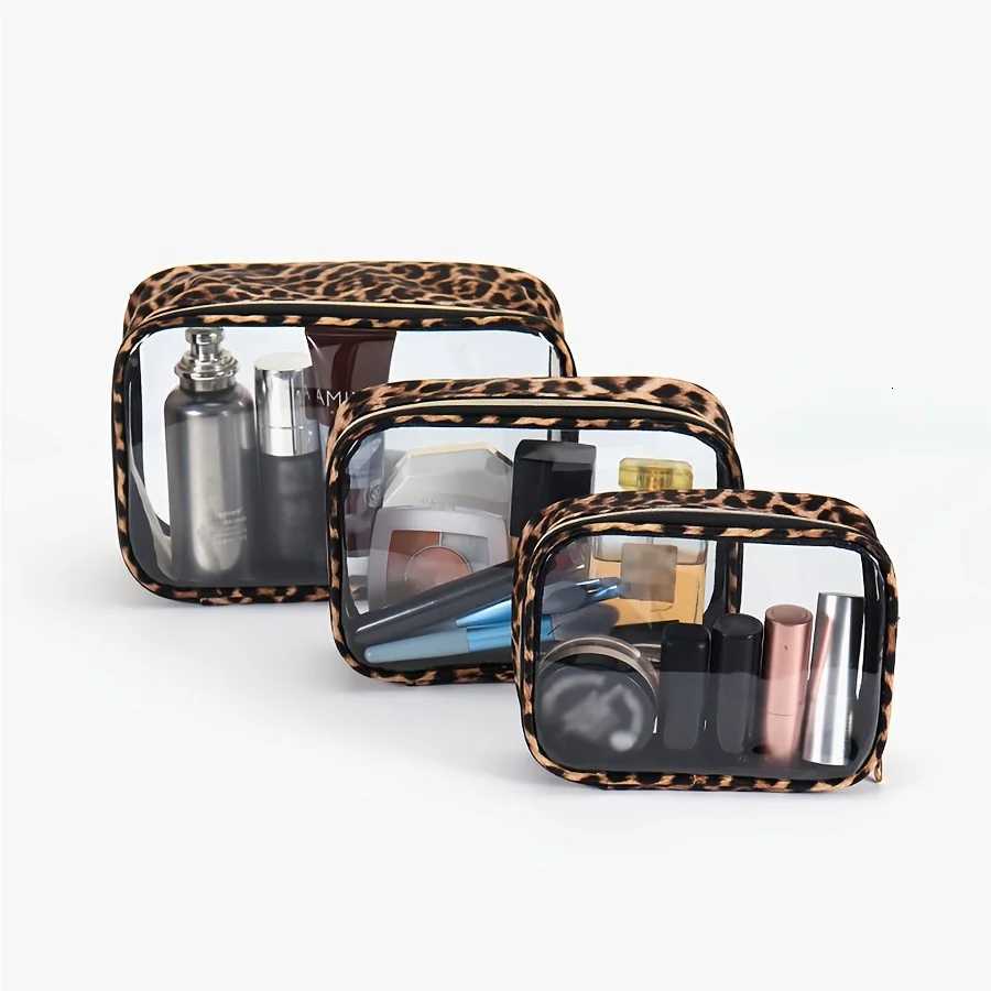 Leopard Print Clear Makeup Bag Waterproof Large Capacity Travel Cosmetic Organizer with ZipperXJ250910