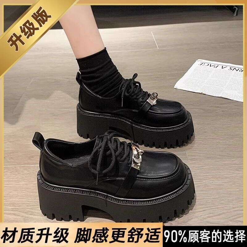 Black Mary Jane Small Leather Shoes for Women Designer Shoe 2025 Summer New Fashion Non-Slip Loafers with Chunky Heels