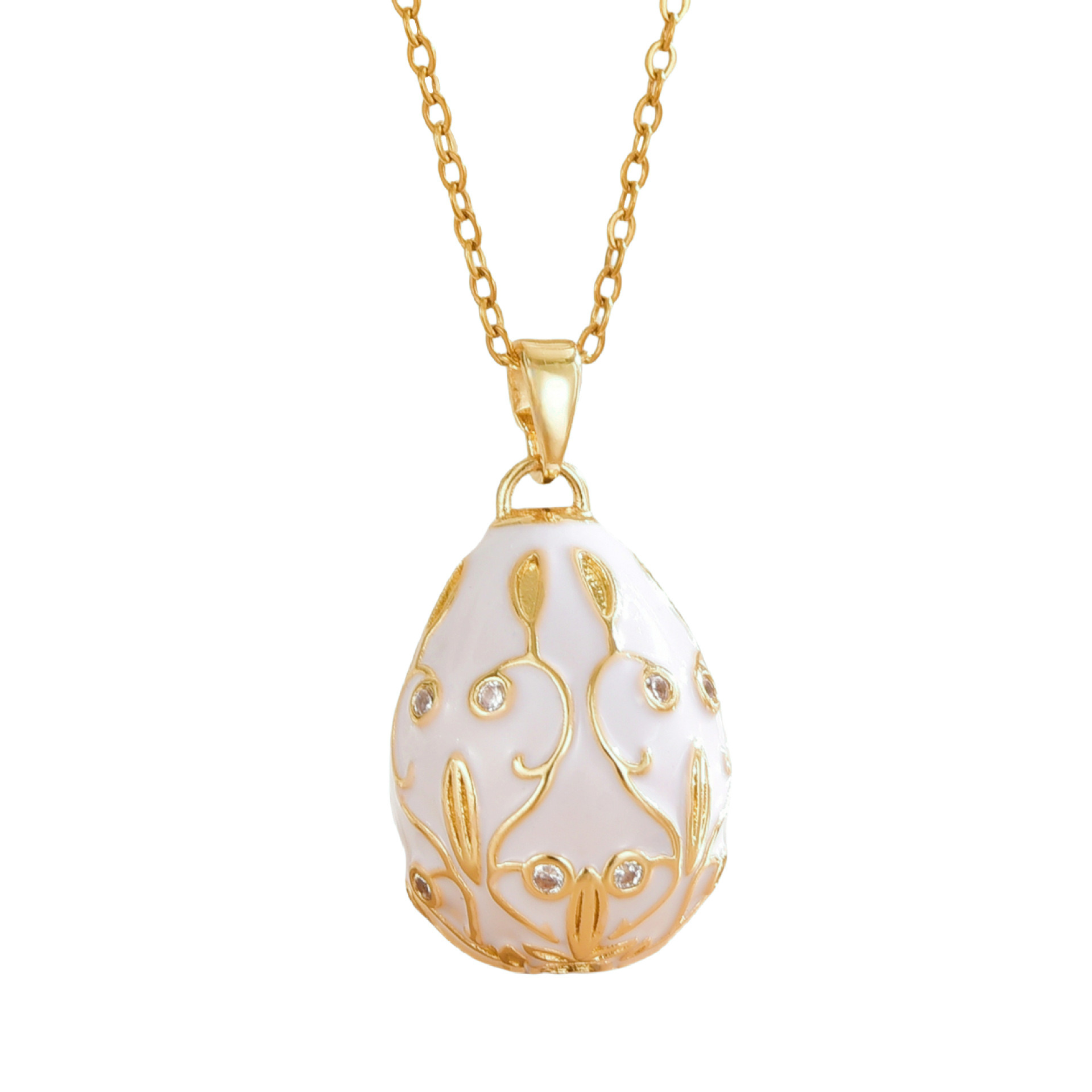New Russian Easter Egg Drop Geometric Creative Pendant High-Color-Resistant Copper Plated Jewelry Temperament Versatile Necklace