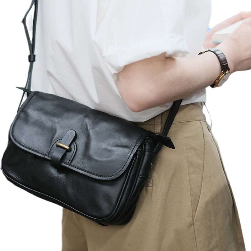 New Textured Commuter Small Square Genuine Leather Crossbody Cowhide Single Shoulder Messenger Bag for Women