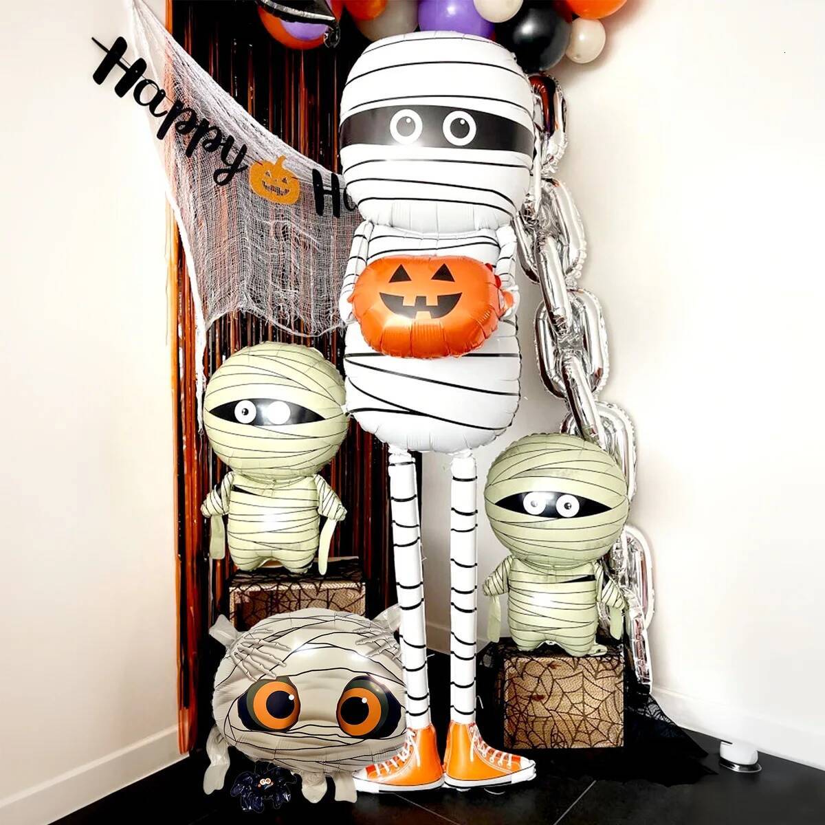 1/3 pcs mummy balloons, cute scary pumpkin, spider pattern, suitable for Halloween party, mummy, horror theme