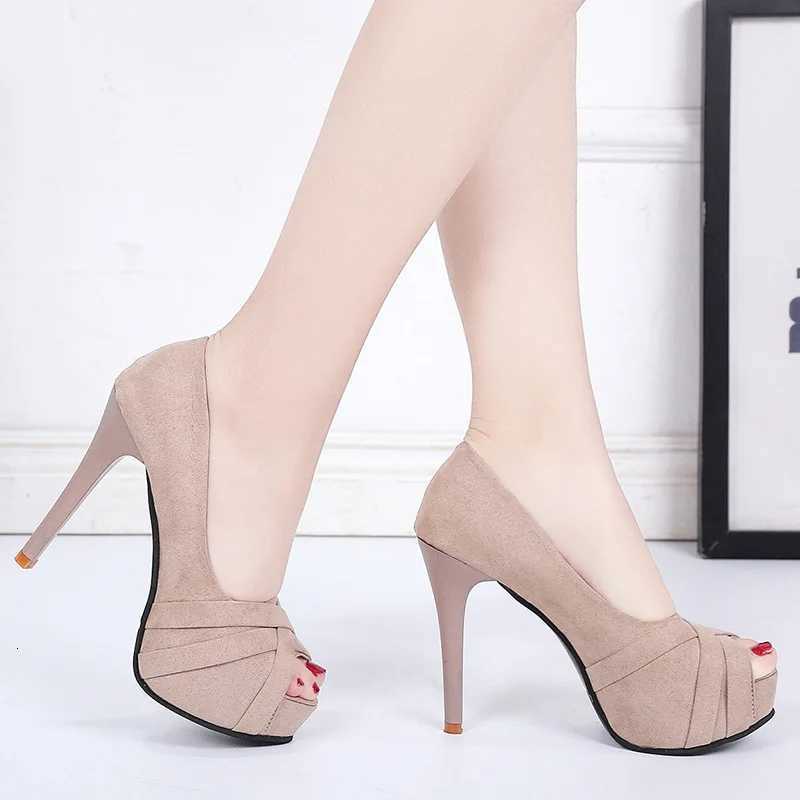 Trendy Slim Heeled Fish Mouth Womens Shoes 2024 New Design Sense Versatile Waterproof Platform Super High Heels Single Shoe W250910