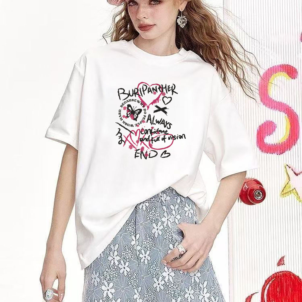 Fashion Versatile Printed Short-Sleeve Top - High-Quality Heavyweight Pure Cotton Tee (260g) 202509105