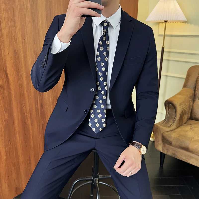 Suit Blazer Pants Fashion Men Solid color Business Wedding Work Casual Slim Professional Dress Groom Best Man Gentleman Suit W250910