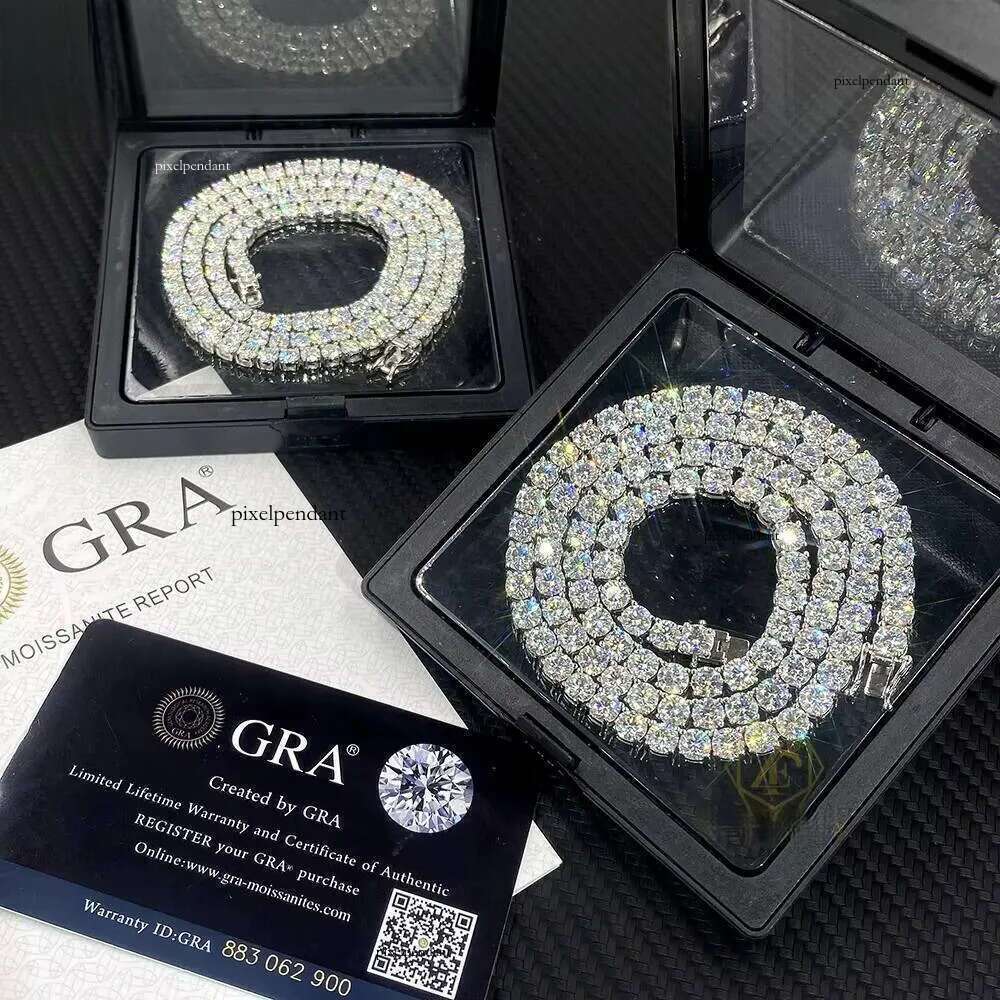 Designer jewelry 2mm-6.5mm Width VVS Moissanite Hip Hop Iced Out Fine Jewelry S Gold Plated Tennis Chain Necklace Bracelet With GRA