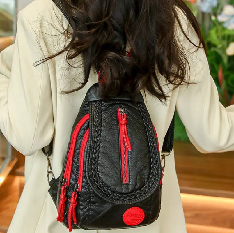 New Fashion High Quality Soft Leather Small Backpacks Women's Multi-function Large Capacity Shoulder Bags Crossbody Chest Bag high-quality