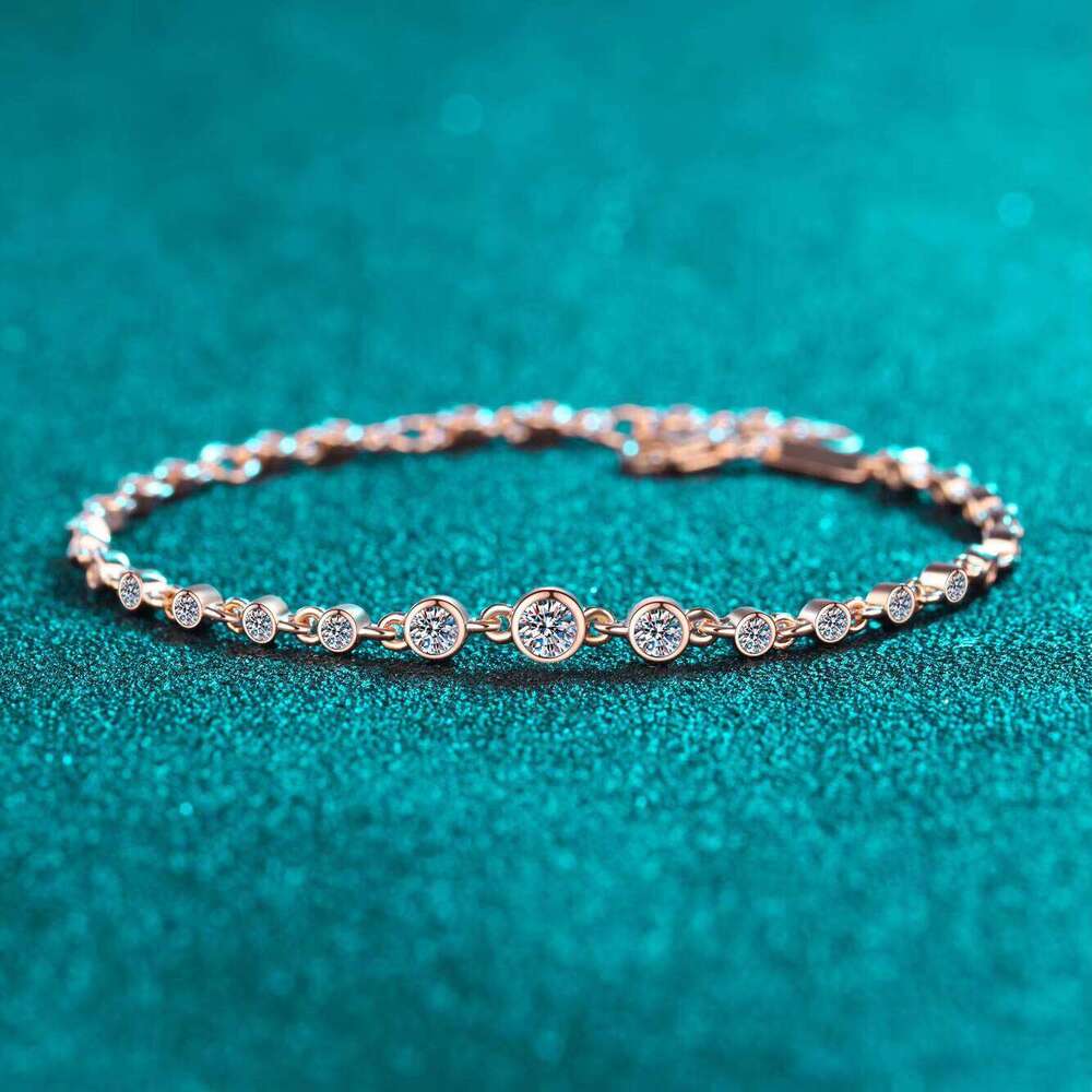 S Exquisite and High-end Minimalist Personality champagne Gold Moissanite Versatile Bracelet