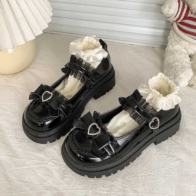 Shoes for Women 2025 New Summer High Quality PU Mary Jane Shoes Round Toe Medium Heel Bow Knot OneWord Buckle Womens Shoes W250910