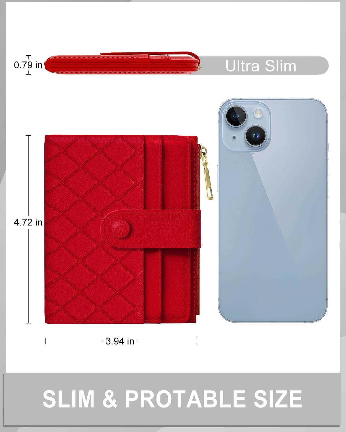 Womens Wallet RFID Small Slim Wallets for Women Compact CARD Holder Cute Leather Bifold Ladies Purse with Zipper Coin Pocket and ID Window RedZ250910