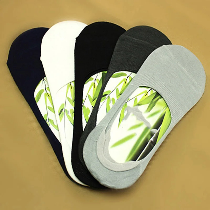 6 PairsLot Mens Bamboo Breathable Invisible Socks Low Cut Casual Cotton Boat NonSlip No Show High Quality Sock 250910