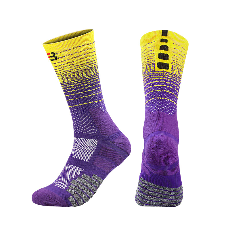 Adult mid-barrel elite basketball socks with thicker towel bottom stockings