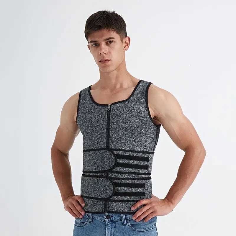 1pcs Mens corset Waist Men Slimming Body Shaper Vest Zipper Strap Correction Abdomen Tank Top Fitness Shapewear W250910