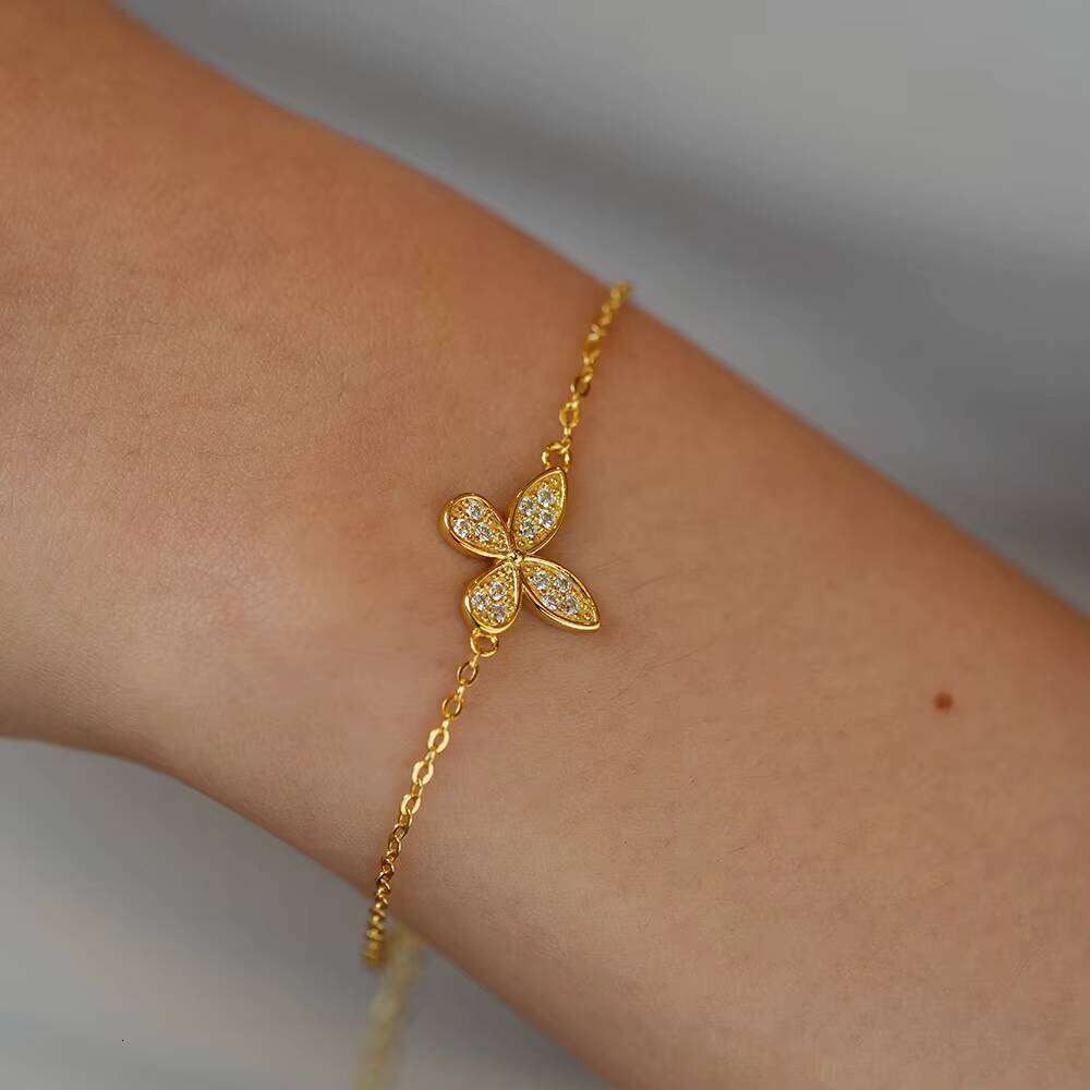 Fashion Butterfly Jewelry Gifts for Women D Color Moissanite S Sterling Sier Adjustable Bracelet