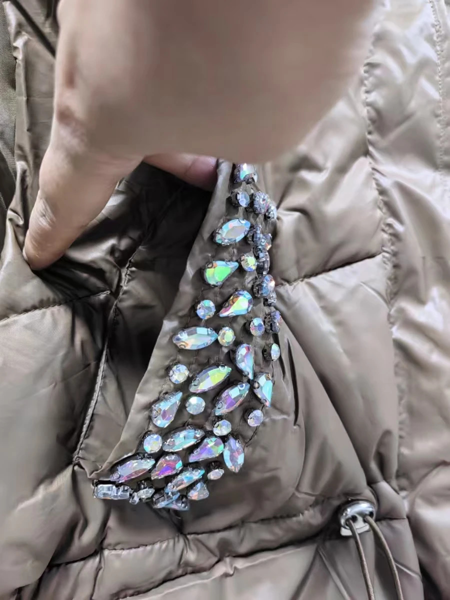 In Bling Diamonds Stitch Autumn Winter Sleeveless Outwear Coat Jackets for Womens Cotton Padded Thick Warm Vest Waistcoat 250823