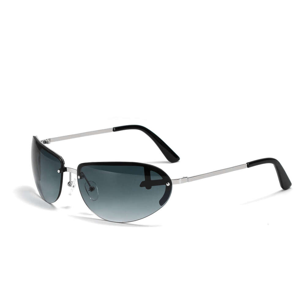 New Y2K Tech Futuristic Cat Eye Half Frame Sunglasses Ins Style Unisex Appeal for Men and Women