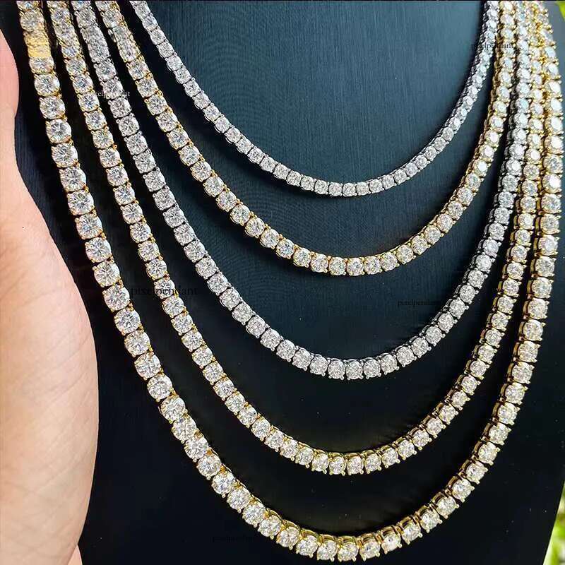 QIANAO Jewelry 6mm Wide Sterling Sier Hip Hop Dia Chaine Pour Femme Moissanite Gemstone Tennis Chain for Women