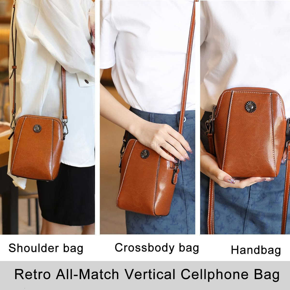 Leather BagSmall Crossbody Cell Phone Purse Wallet for WomenTouchscreen Phone Purse Crossbody Bag with Strap Z250910