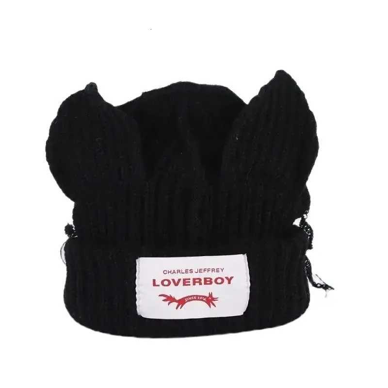 Autumn Winter Cute Cat Ear Beanies Skullies Brand Doublelayer Pig Ear Hat Women Men Warm Outdoor Unisex Knitted Hat oyXJ250910