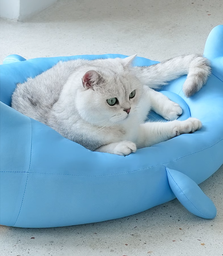 Cooling Beach-Themed Pet Mattress: Washable Canine/Kitten Bed with Chill Zone