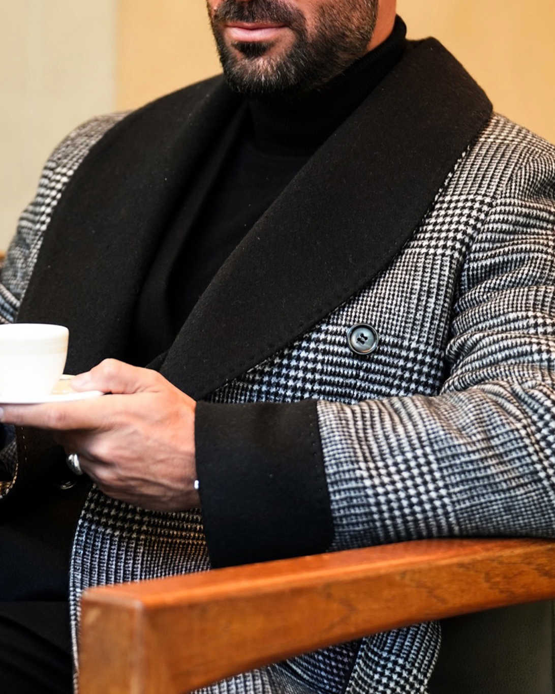 Winter Striped Overcoat Men Suit Slim Fit Coat Tailor-Made Party Beads Suits Groom Groomsman Formal Occasions Size Customized Hot Sale C1740
