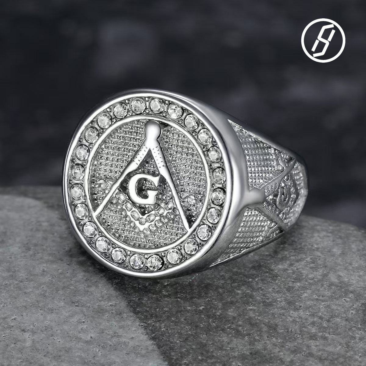 Hot Sale Punk HIPHOP Gold plated Diamond AG Freemasonry Pirate Marine Corps Eagle Ring Boutique Craft Designer Original Jewelry Wholesale - view 3