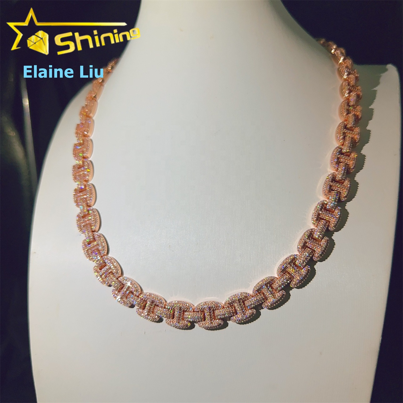 12mm Iced Out VVS Moissanite Diamond Sterling Silver 925 Cuban Link Chain Necklace Miossanite Hip Hop Jewelry