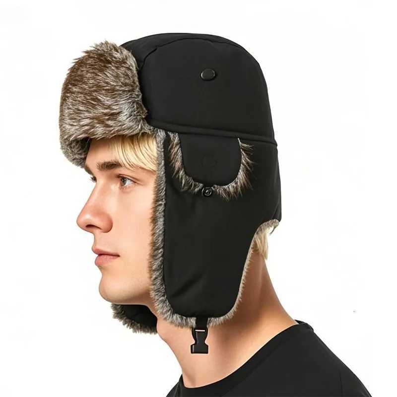 Mens Warm Soldier Earfl Hat Winter Hat Patrolman Earmuffs Warm High Quality Hat Windproof Cold Pilot Hats Russian Ski CXJ250910