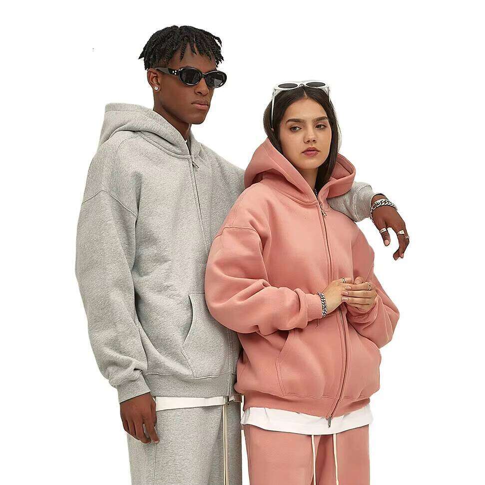 High-Quality Oversized Unisex Men's Blank Heavyweight Cotton Pullover Streetwear Zipper Hoodie