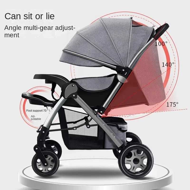 Newborn Baby Stroller TwoWay Implementation OneKey Folding Can Sit and Lie Waterproof Fabric Rubber Shock Universal Wheels W250910