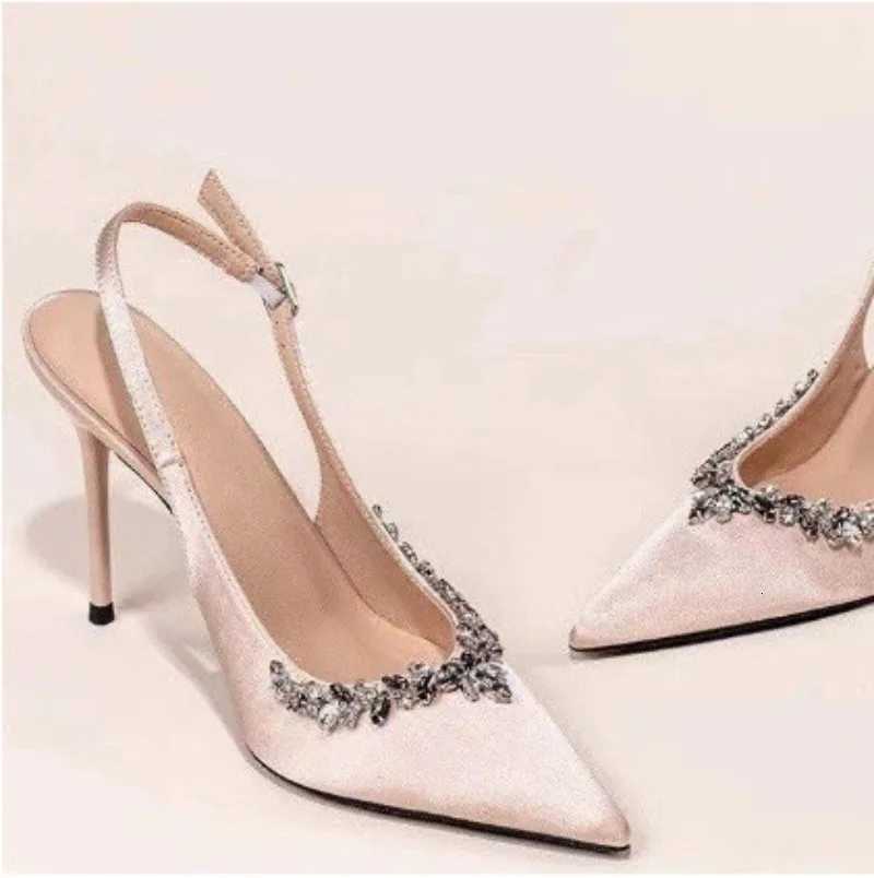Sexy Pointe Toe Womens Thin Heels Shoes Luxury Rhinestone High Heels Sandals trendy leather Single Shoes for Women Banquet Shoes W250910