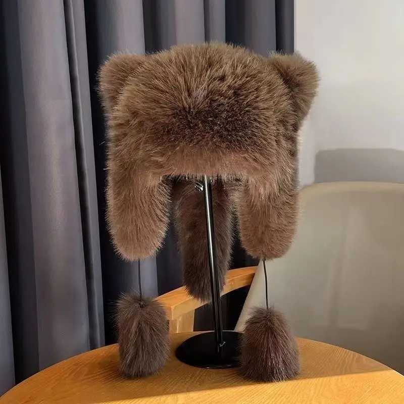 New Raccoon Pattern Leifeng Hat Faux Fur Thickened Warm Plush C for Autumn Winter Unisex Cold WeatherXJ250910