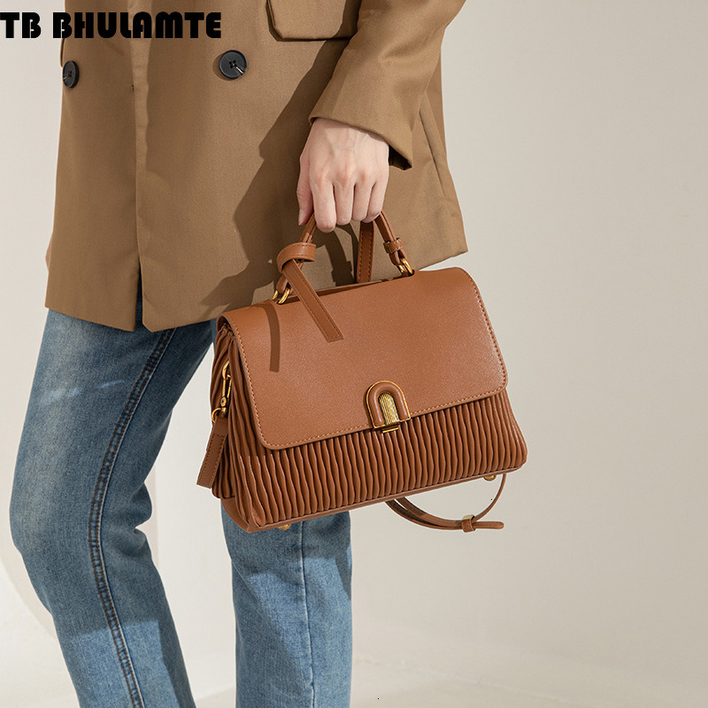 Free Shipping Designer Bag Single Shoulder Bag For Women Fashionable Pleated Large Capacity Handbag Elegant Soft Leather Commuter Luxury Bag Crossbody