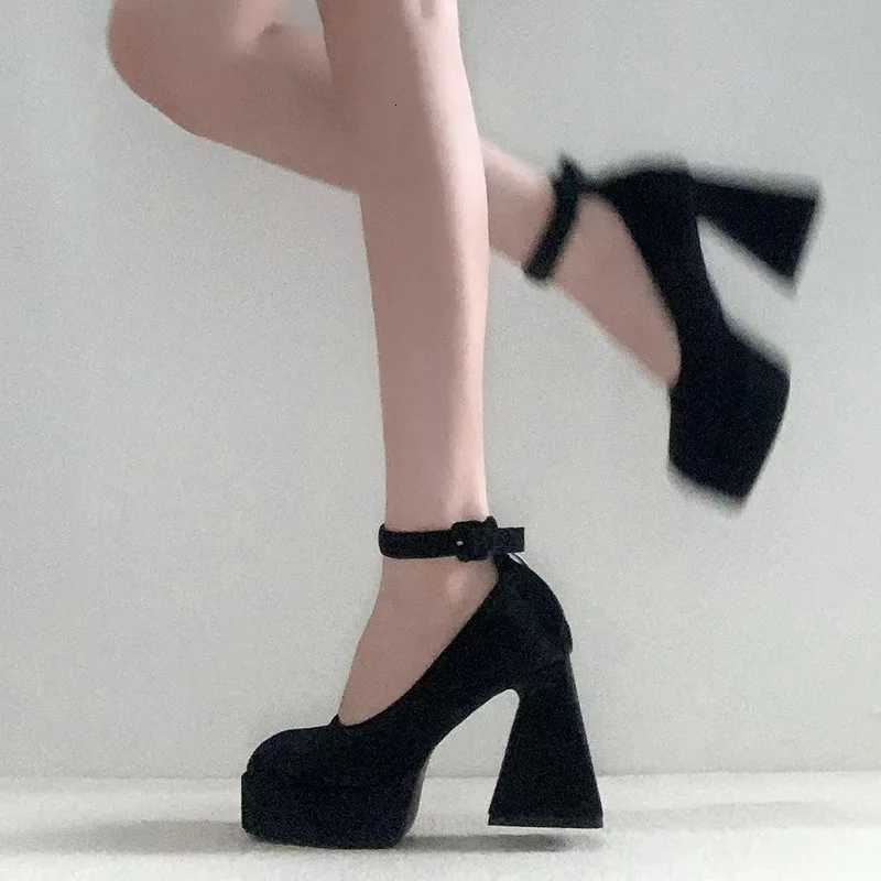 Gorgeous Velvet Block Heel Platform Pumps Women Green Mary Janes Shoes for Woman High Heels Ladies Luxurious Party Dance Shoes W250910