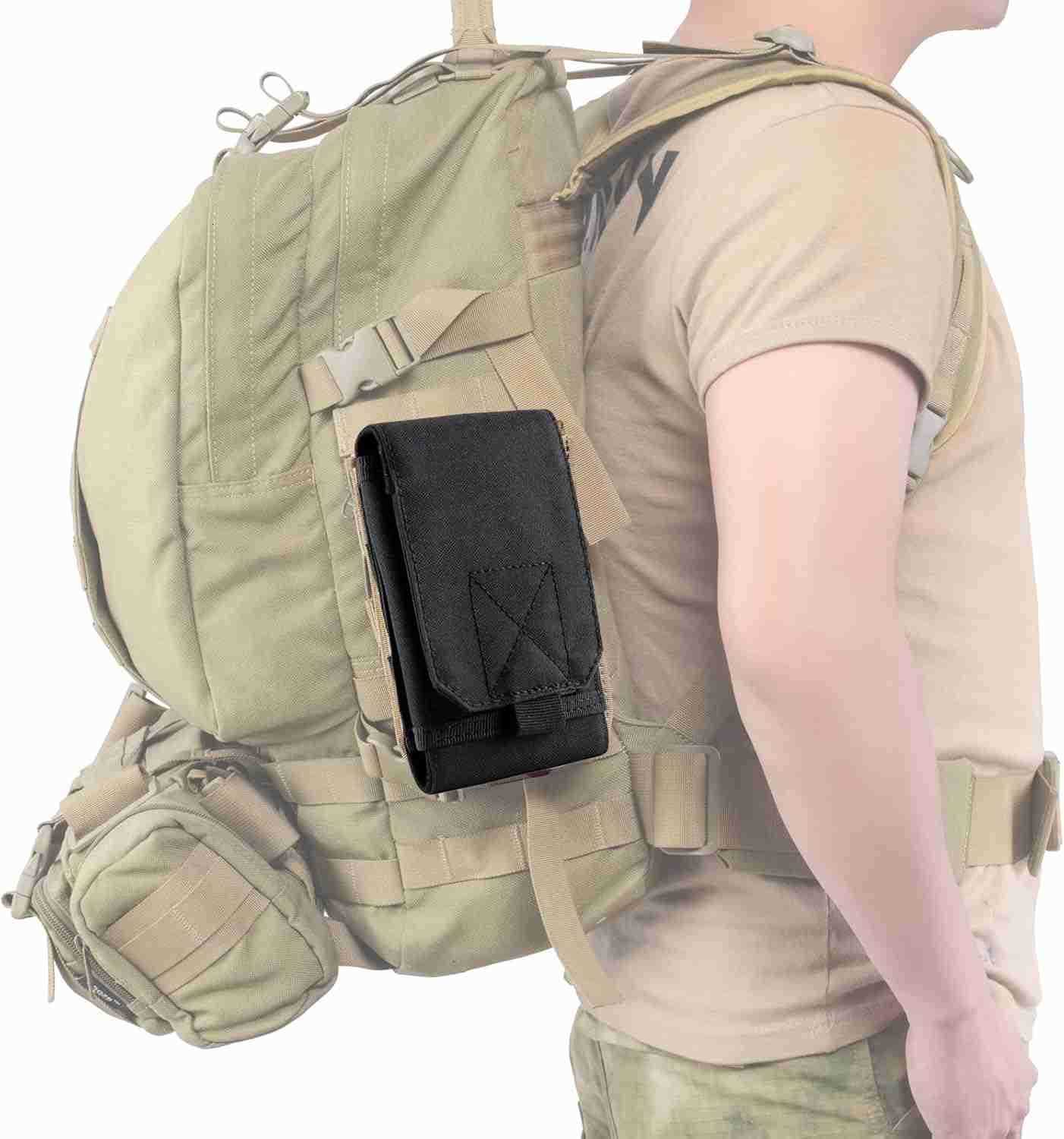 Tactical MOLLE Holster Army Mobile Phone Belt Pouch EDC Security Pack Carry Accessory Kit Waist Bag Case Compatible iPhone 13 14 15 Pro XS Max XR 7 8 