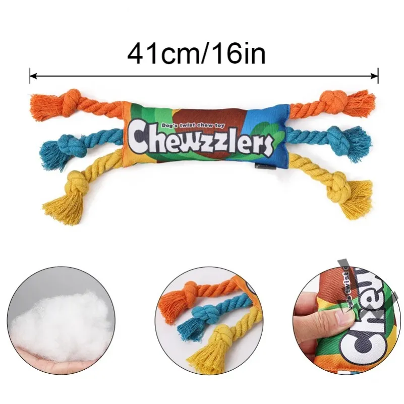 Puppy Dogs Toys Puppy Colorful Cotton Chew Rope Knot Toy Durable Dog Cleaning Teeth Braided Bone Rope Pet