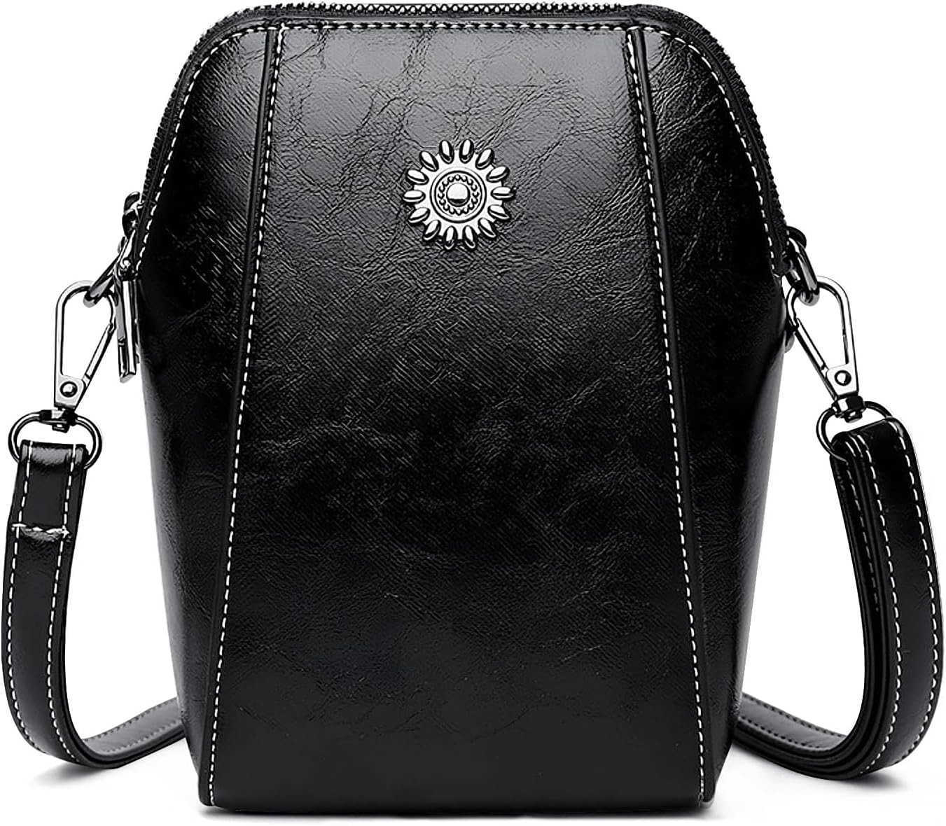 Retro Messenger Bag Leather Vertical Mini Mobile Phone Bag Ladies Versatile Shoulder And Messenger Bag Black Z250910