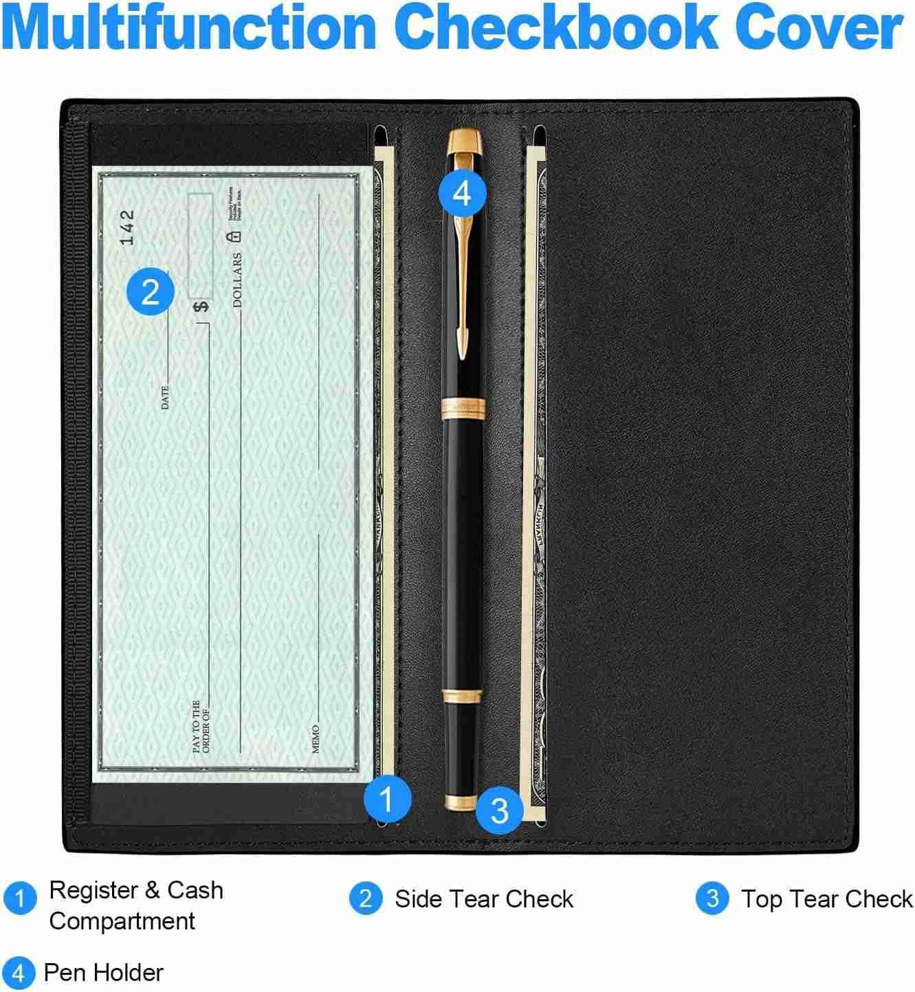 Premium Leather Checkbook Cover for Men and Women Checkbook Holder Wallet RFID BlockingZ250910