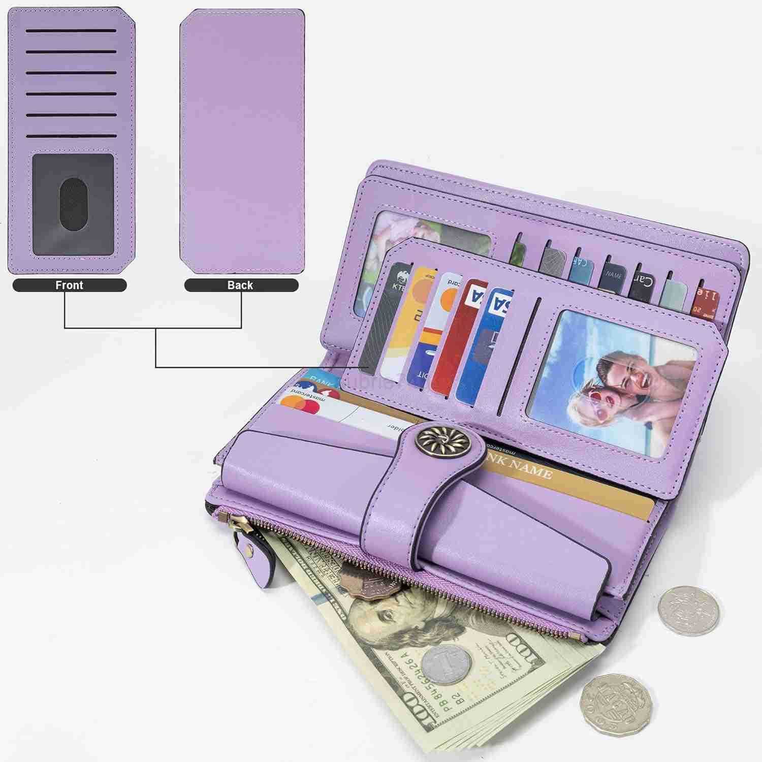 Travelambo Gifts for Mom Wallets Women RFID Large Capacity Luxury Waxed Leather Clutch Wallet Multi Card OrganizerZ250910