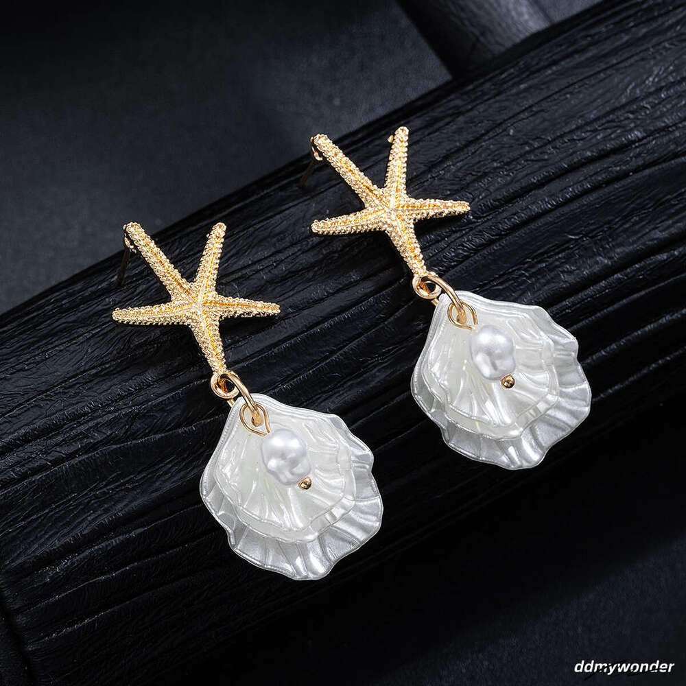 Dhcollections Beach - Starfish & Shell Dangle Earrings With Faux Pearls | Summer Vacation Jewelry For Women (2 Styles) ddmywonder ddmywonder