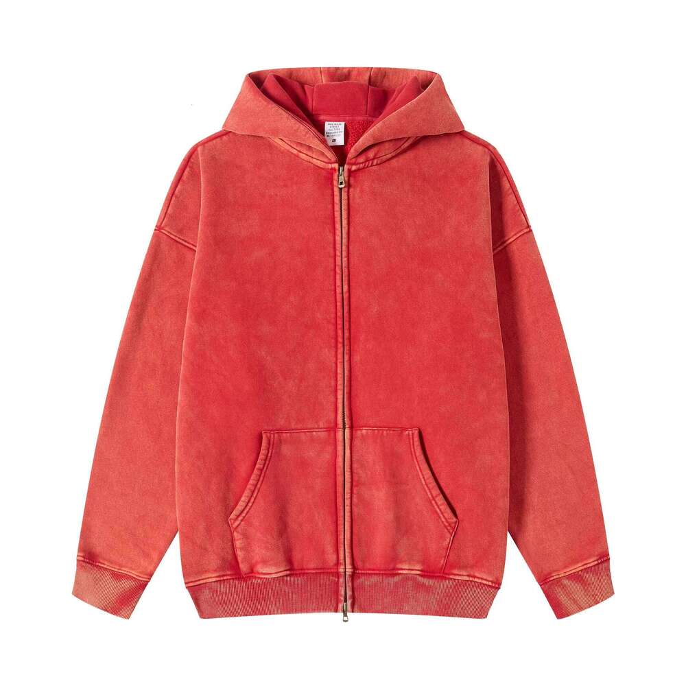 Wool Zipper sweatshirts High Quality Heavyweight Printed Logo Men Cotton Hoodie